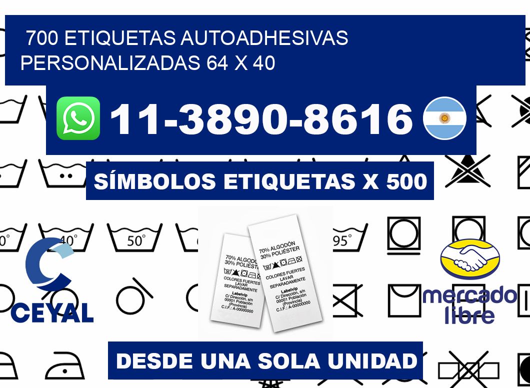 700 Etiquetas autoadhesivas personalizadas 64 x 40