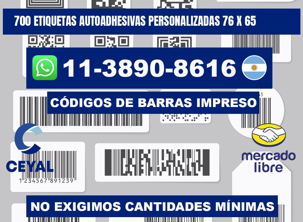700 Etiquetas autoadhesivas personalizadas 76 x 65