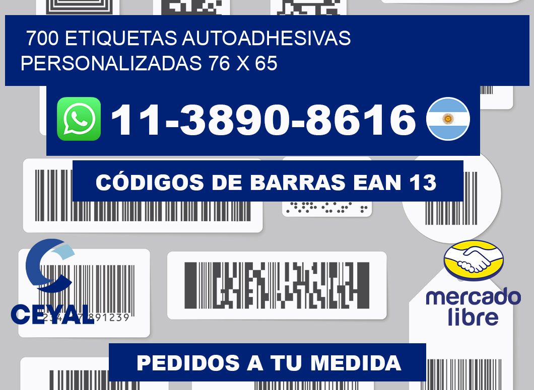 700 Etiquetas autoadhesivas personalizadas 76 x 65