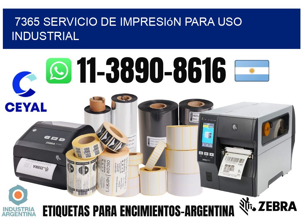 7365 Servicio de impresión para uso industrial