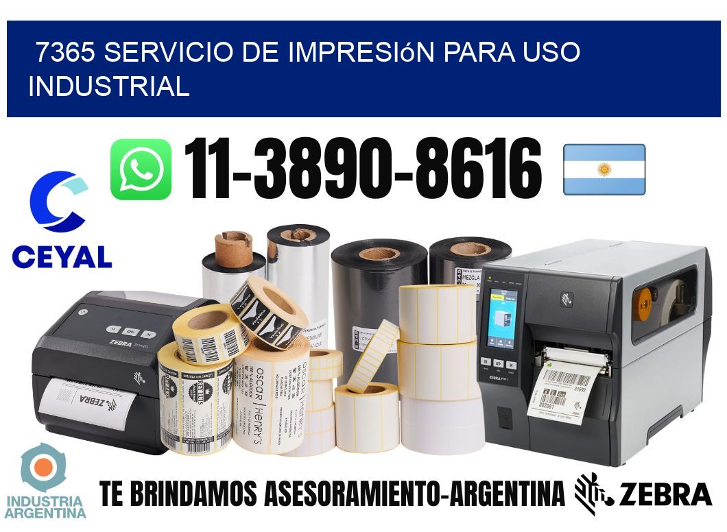 7365 Servicio de impresión para uso industrial