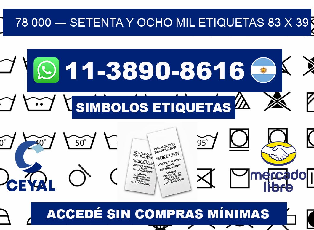 78 000 — setenta y ocho mil etiquetas 83 x 39