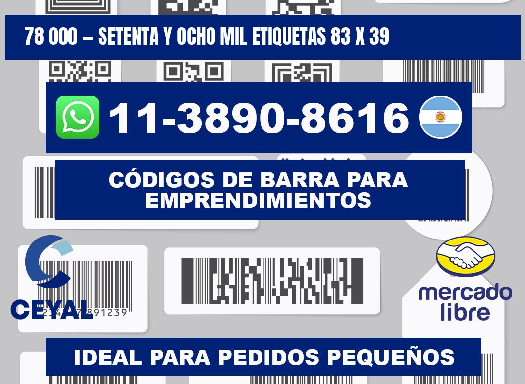 78 000 — setenta y ocho mil etiquetas 83 x 39