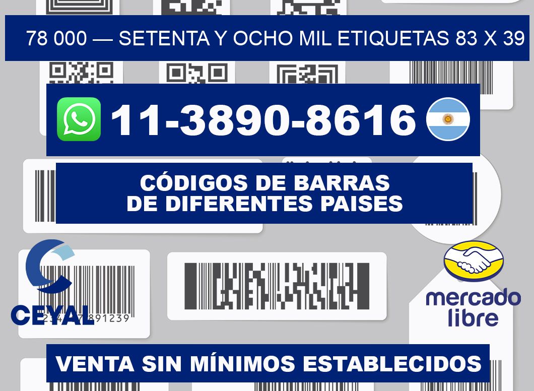 78 000 — setenta y ocho mil etiquetas 83 x 39