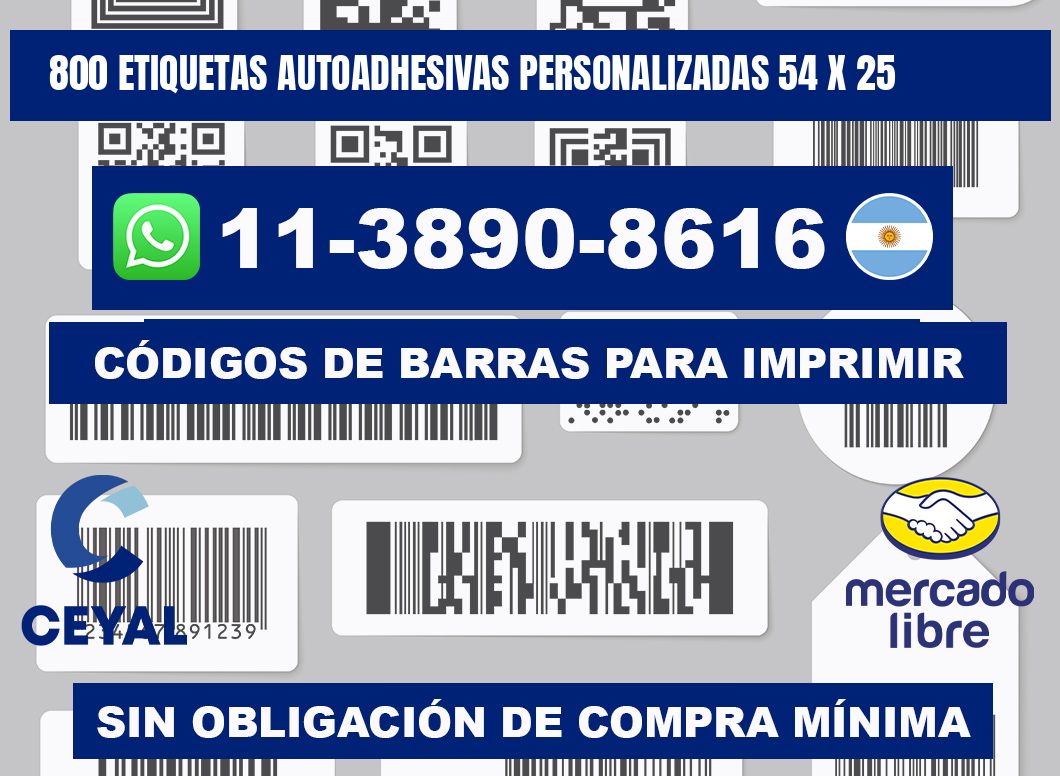 800 Etiquetas autoadhesivas personalizadas 54 x 25