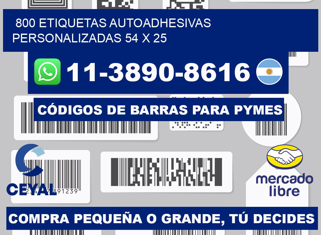 800 Etiquetas autoadhesivas personalizadas 54 x 25