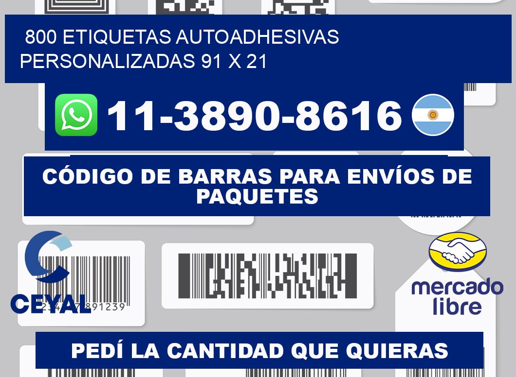 800 Etiquetas autoadhesivas personalizadas 91 x 21