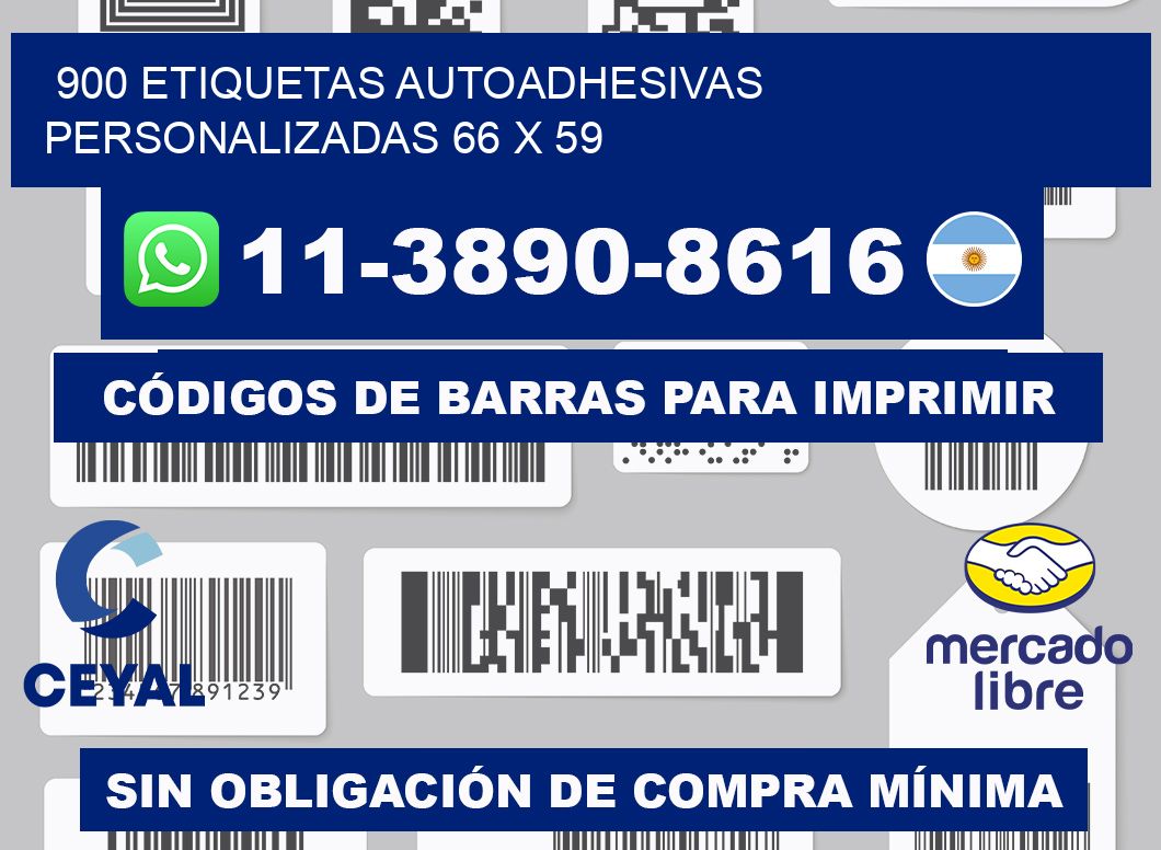 900 Etiquetas autoadhesivas personalizadas 66 x 59