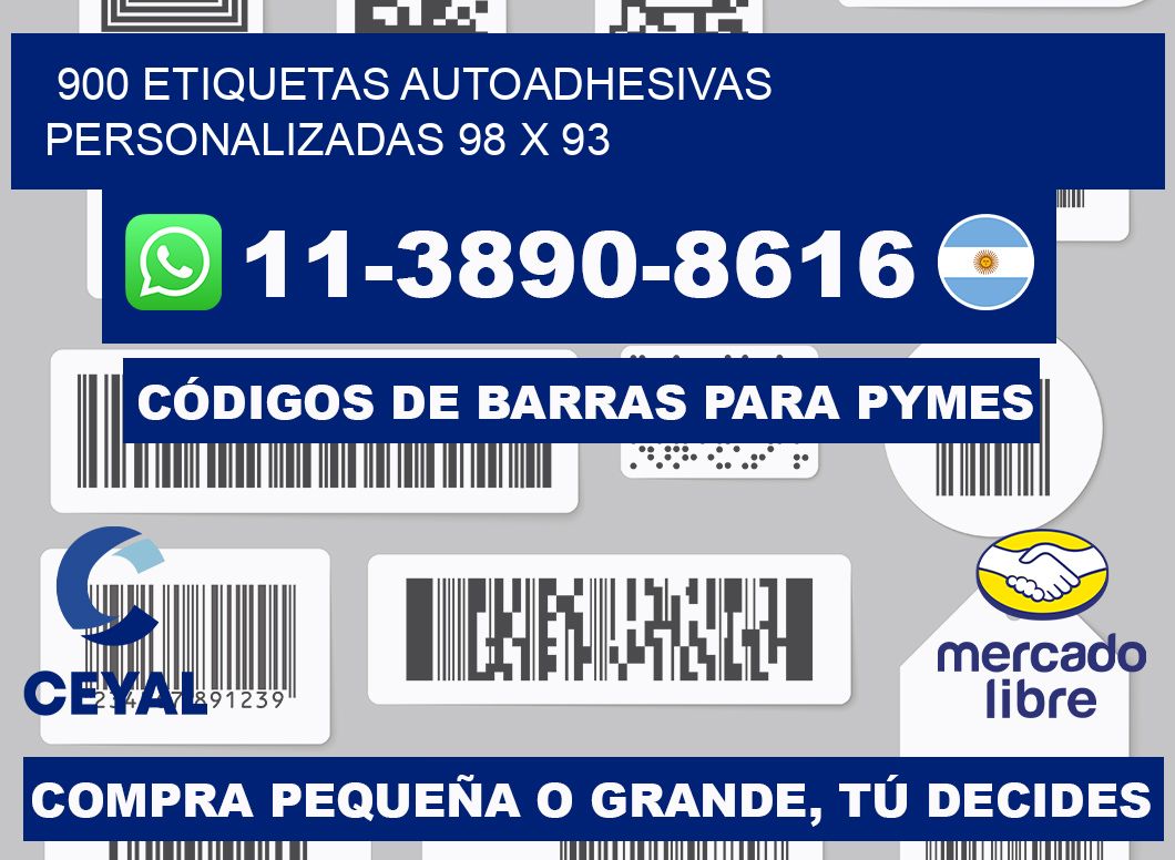 900 Etiquetas autoadhesivas personalizadas 98 x 93