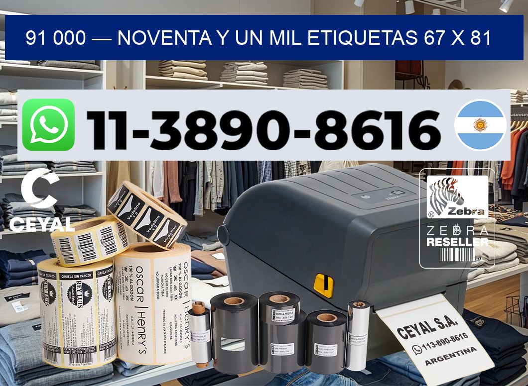 91 000 — noventa y un mil etiquetas 67 x 81