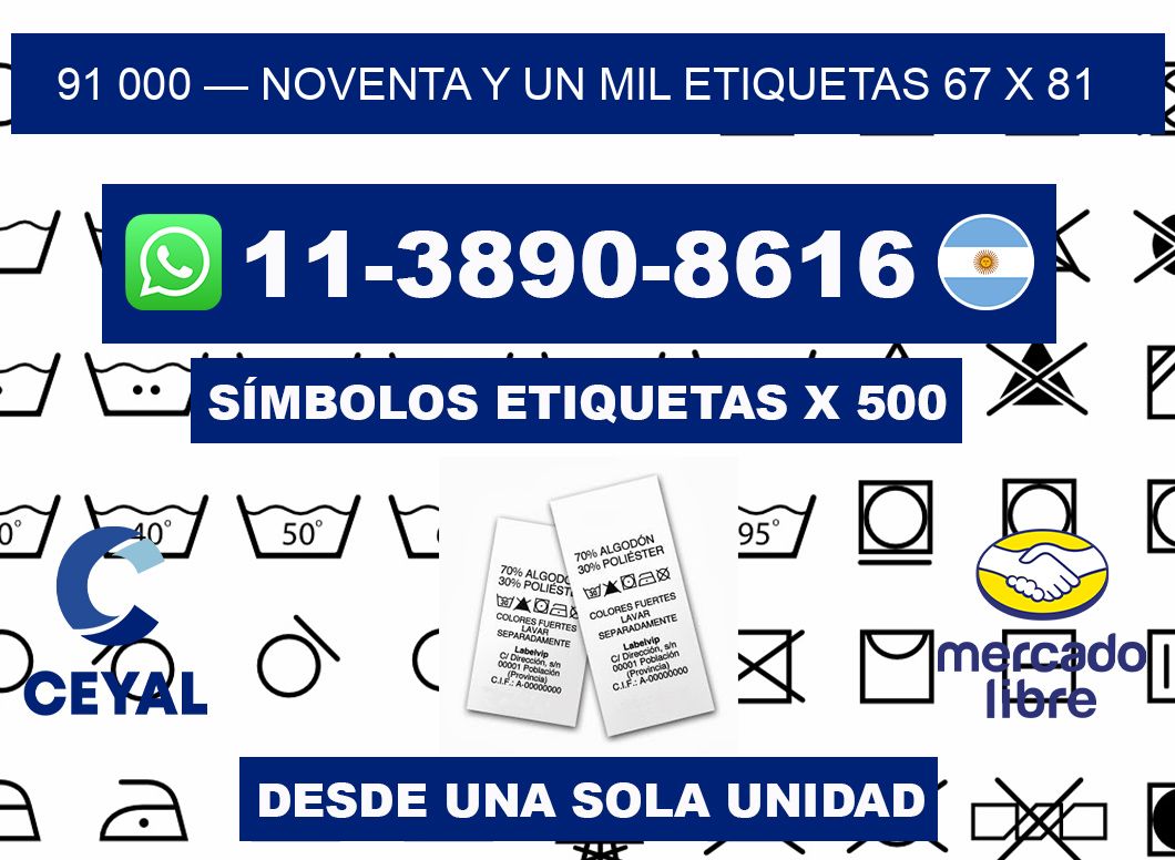 91 000 — noventa y un mil etiquetas 67 x 81