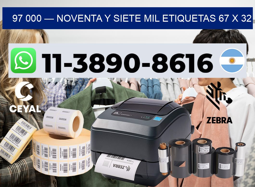 97 000 — noventa y siete mil etiquetas 67 x 32