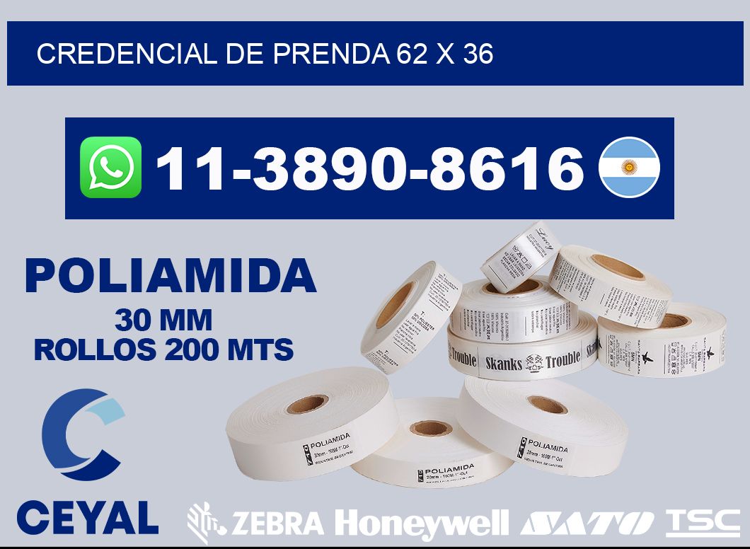 Credencial de prenda 62 x 36