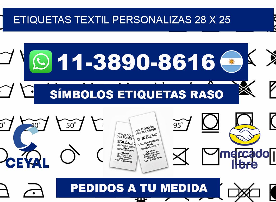 ETIQUETAS TEXTIL PERSONALIZAS 28 x 25