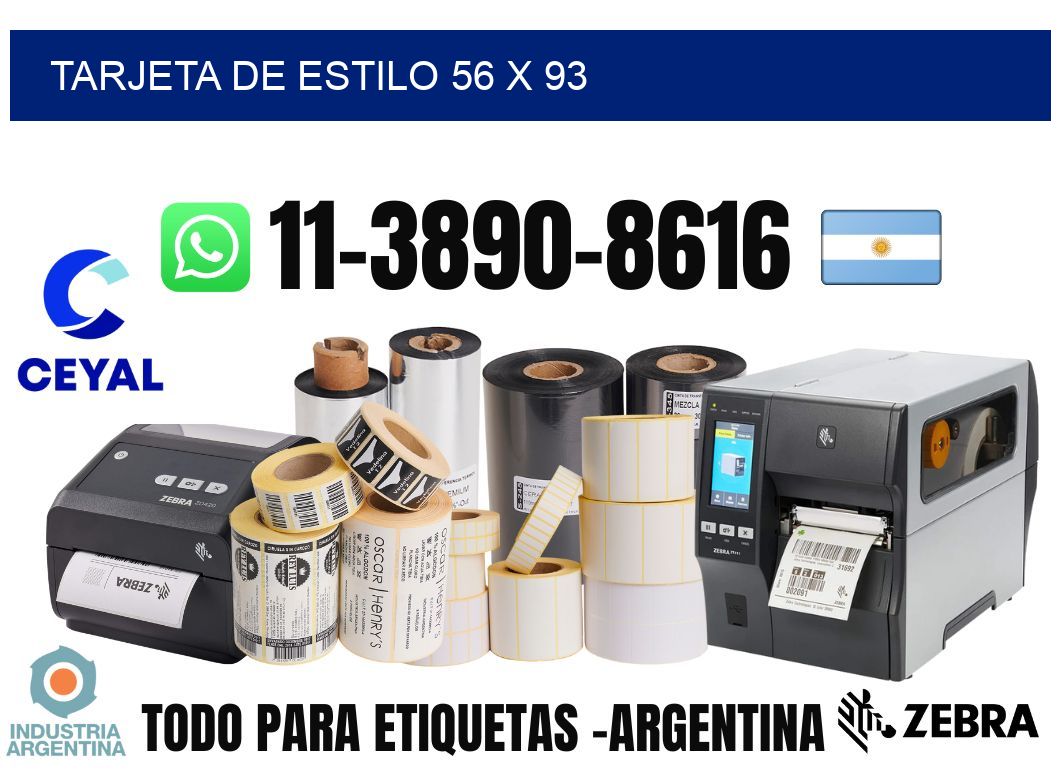 Tarjeta de estilo 56 x 93