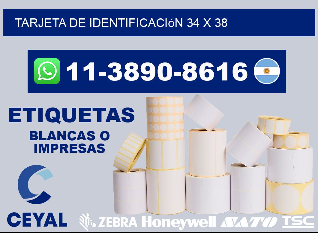 Tarjeta de identificación 34 x 38