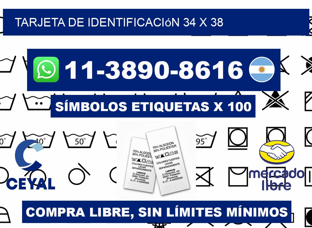 Tarjeta de identificación 34 x 38