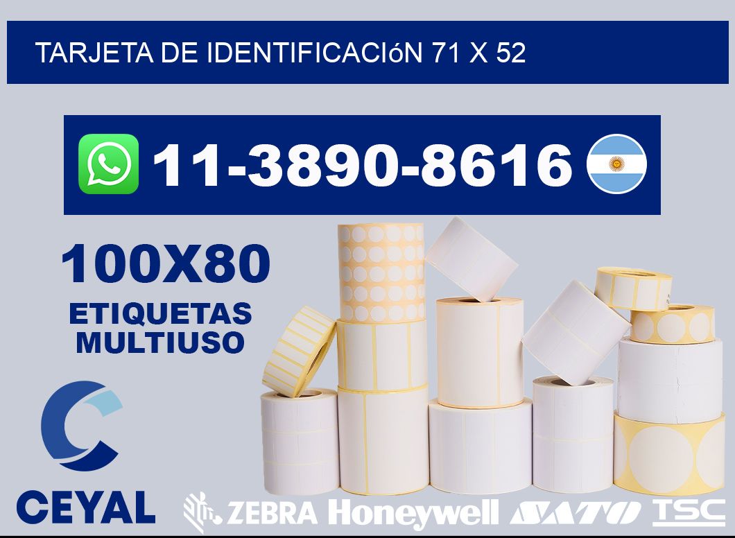 Tarjeta de identificación 71 x 52