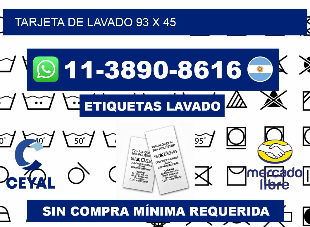 Tarjeta de lavado 93 x 45