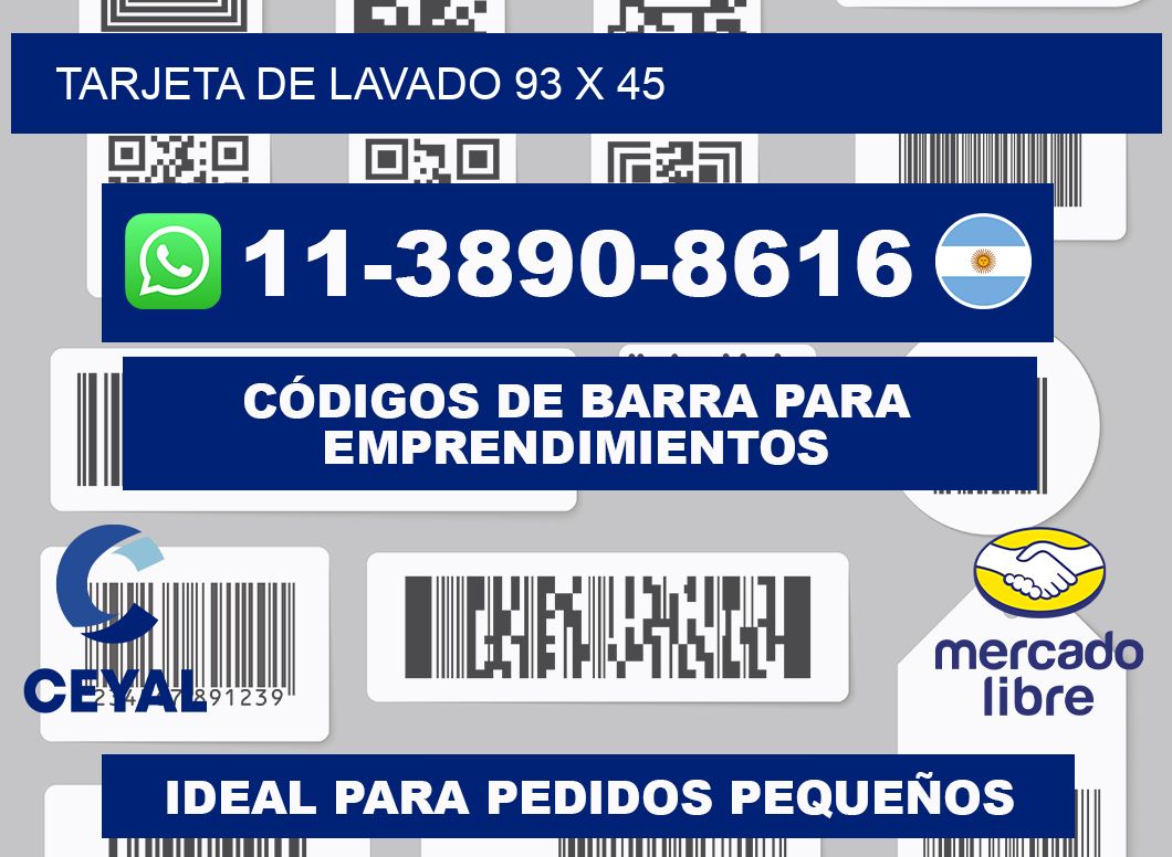 Tarjeta de lavado 93 x 45