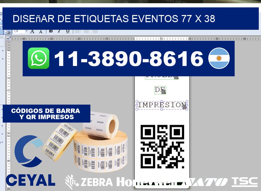 diseñar de etiquetas eventos 77 x 38