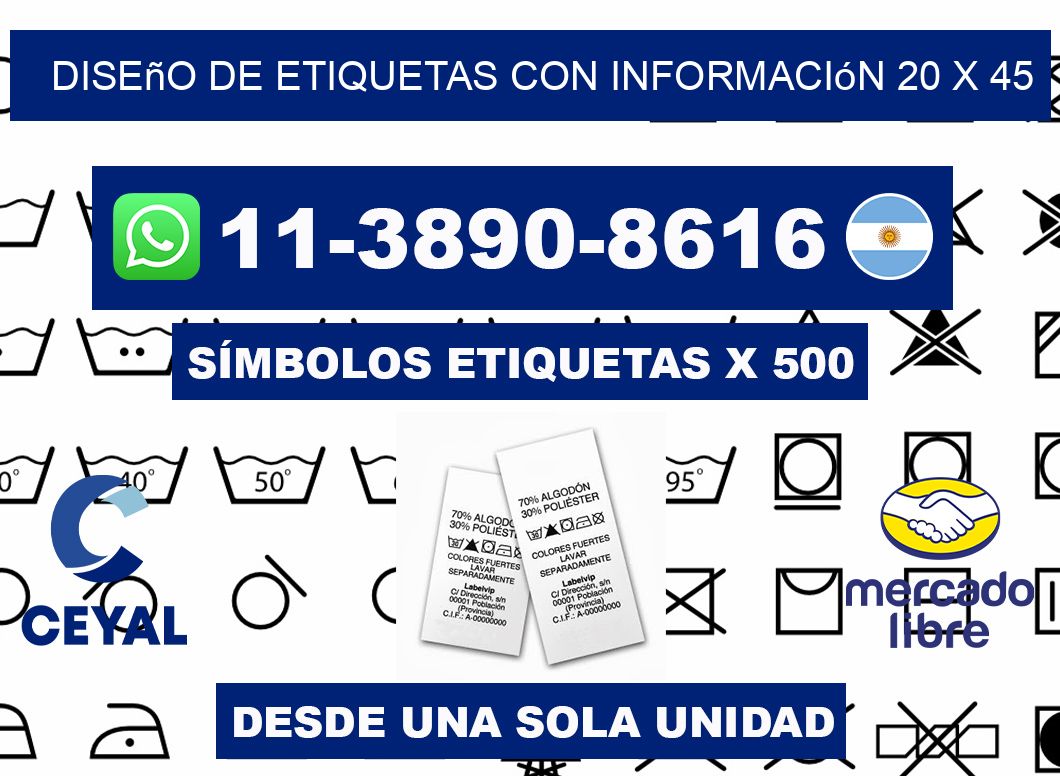 diseño de etiquetas con información 20 x 45