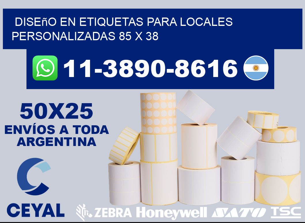 diseño en etiquetas para locales personalizadas 85 x 38