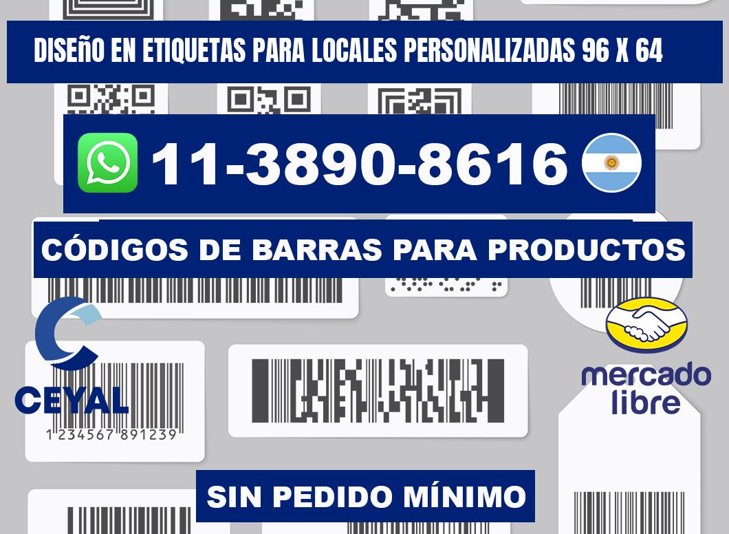 diseño en etiquetas para locales personalizadas 96 x 64