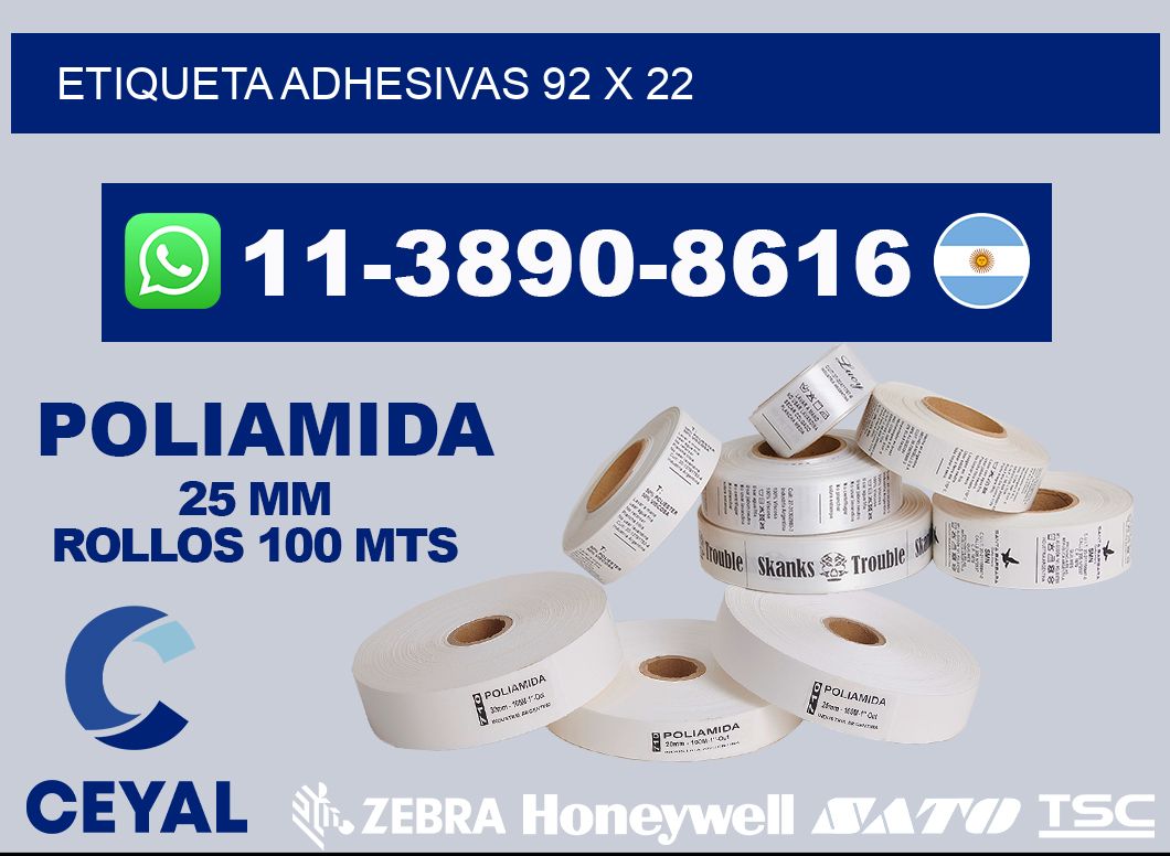 etiqueta adhesivas 92 x 22