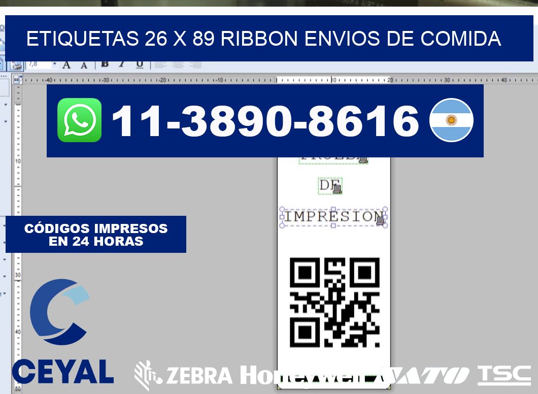 etiquetas 26 x 89 ribbon envios de comida