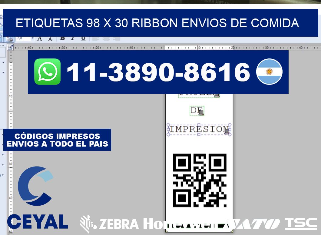 etiquetas 98 x 30 ribbon envios de comida