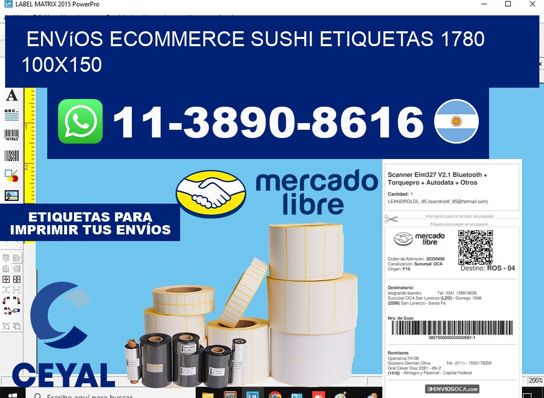 Envíos Ecommerce sushi etiquetas 1780 100x150