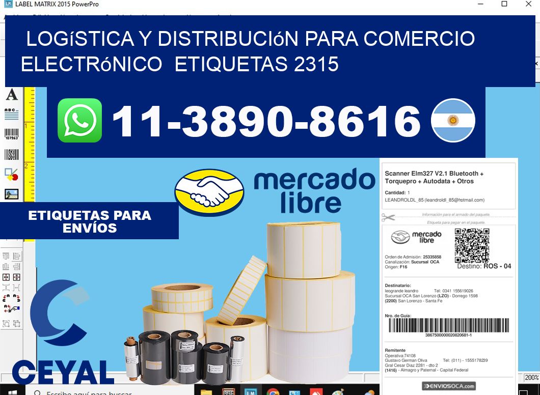 Logística y distribución para comercio electrónico  etiquetas 2315