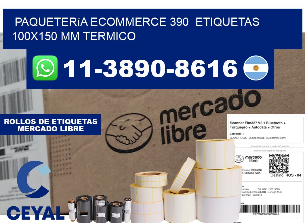 Paquetería eCommerce 390 etiquetas 100x150 mm termico