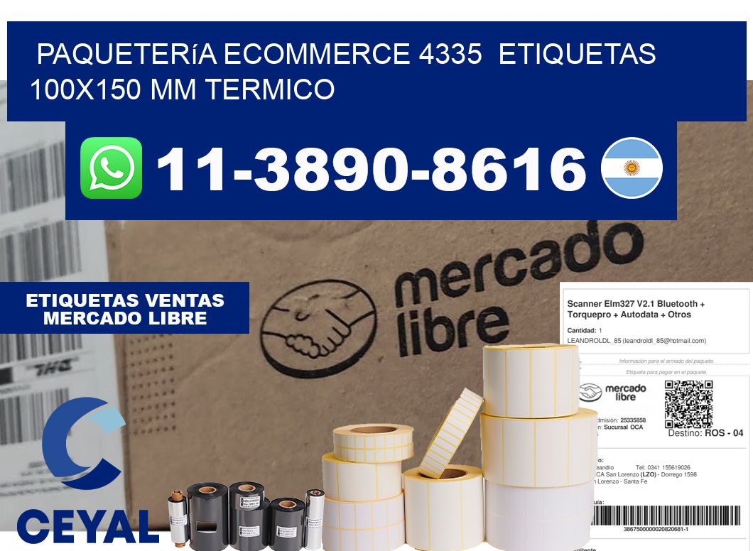 Paquetería eCommerce 4335  etiquetas 100x150 mm termico