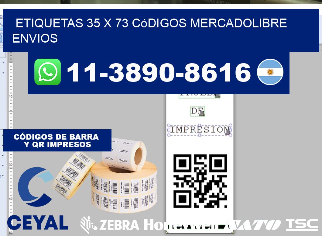 etiquetas 35 x 73 códigos mercadolibre envios