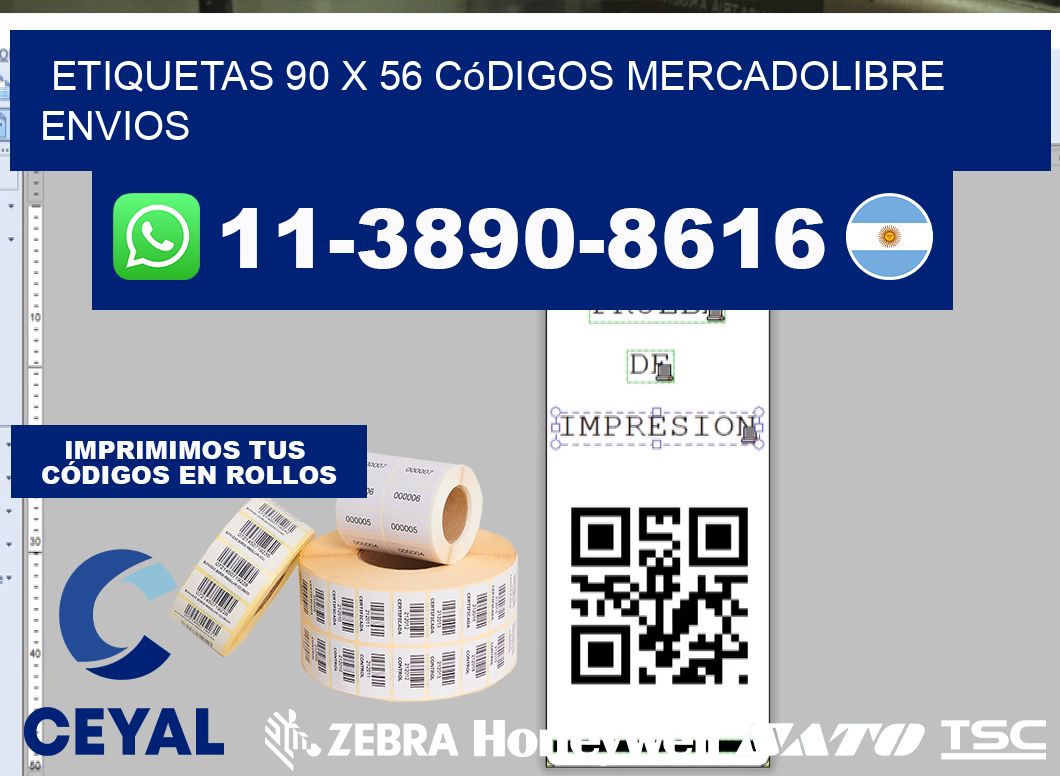 etiquetas 90 x 56 códigos mercadolibre envios