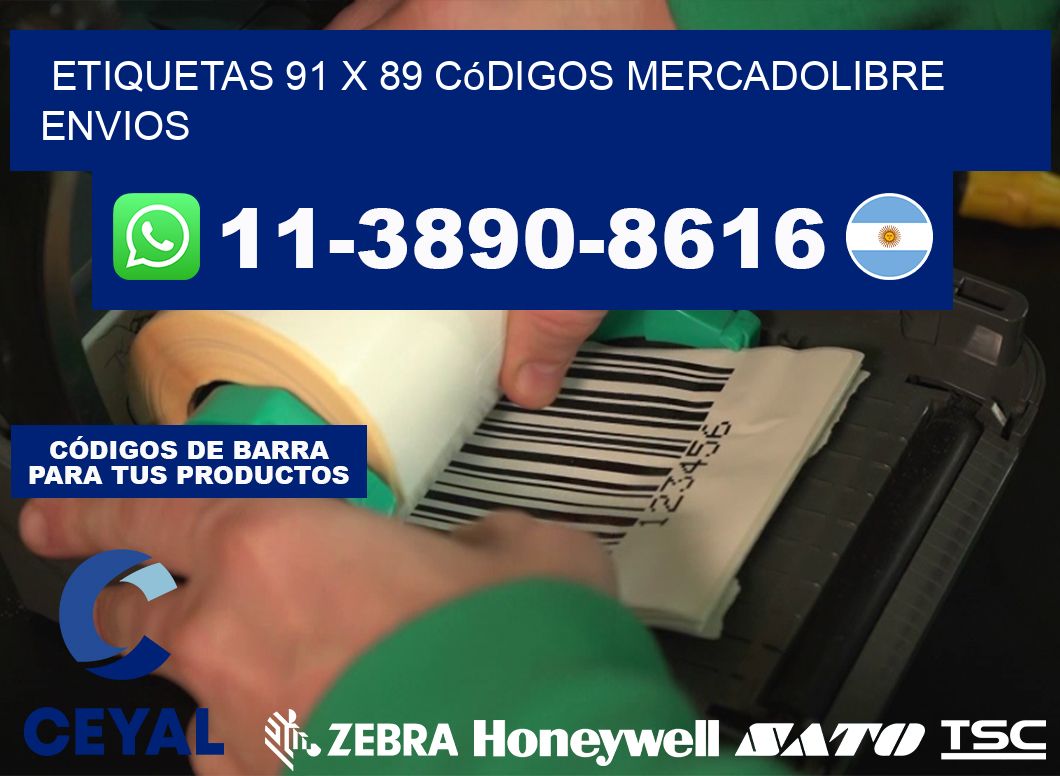 etiquetas 91 x 89 códigos mercadolibre envios