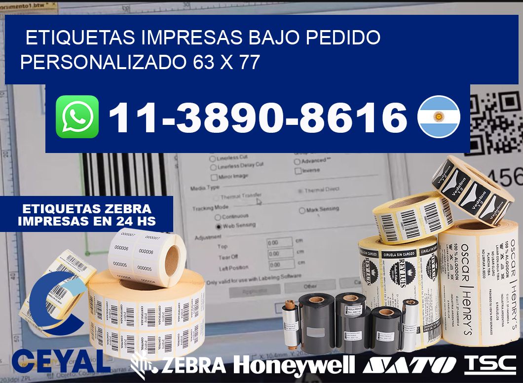 etiquetas impresas bajo pedido personalizado 63 x 77
