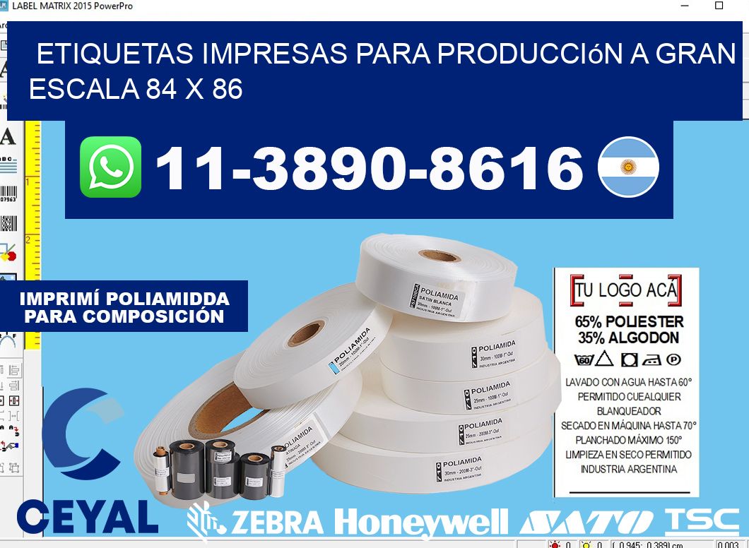 etiquetas impresas para producción a gran escala 84 x 86
