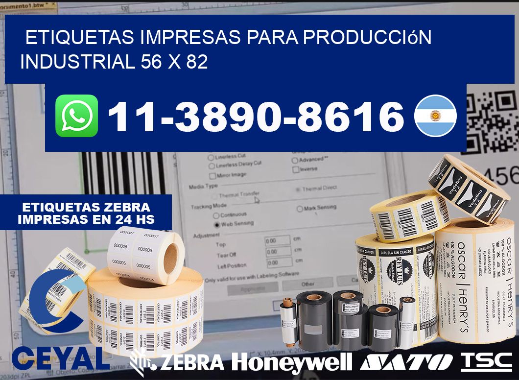 etiquetas impresas para producción industrial 56 x 82