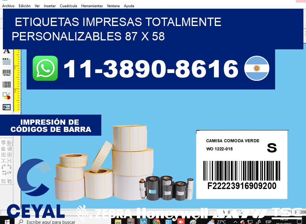 etiquetas impresas totalmente personalizables 87 x 58