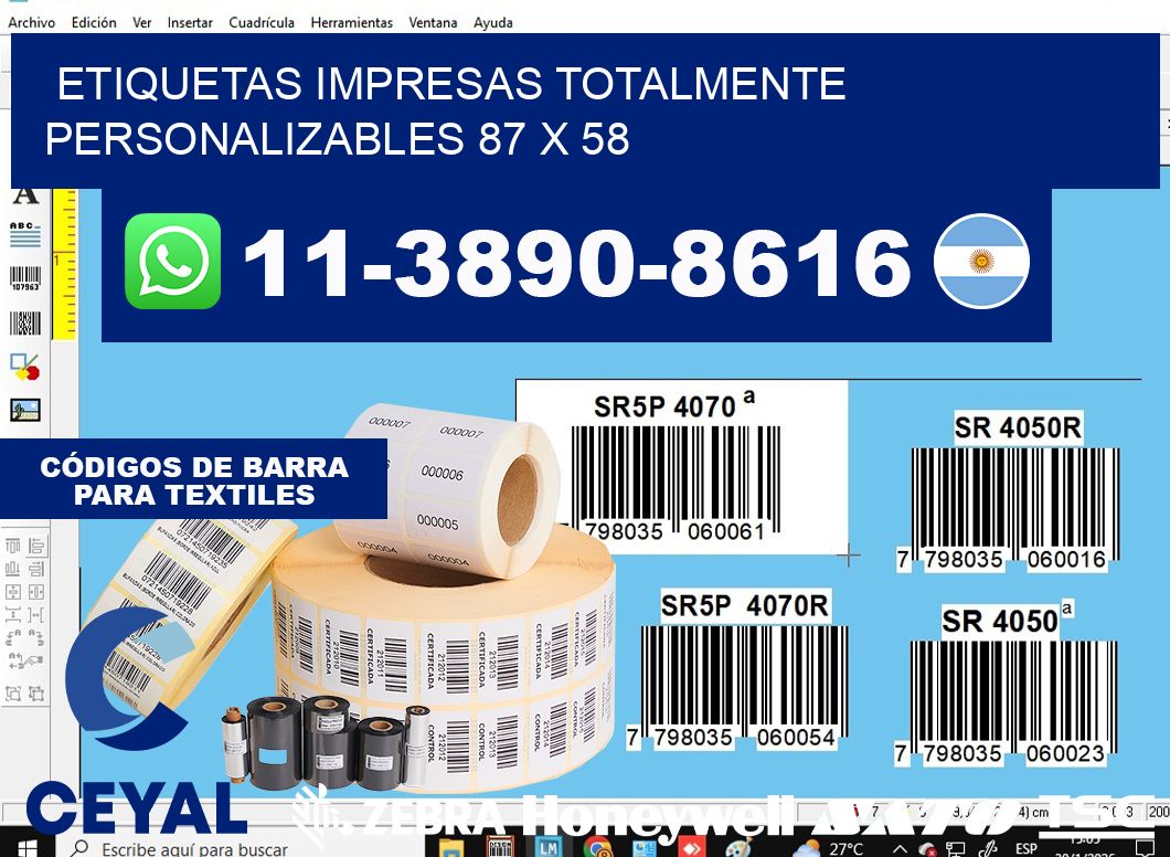 etiquetas impresas totalmente personalizables 87 x 58