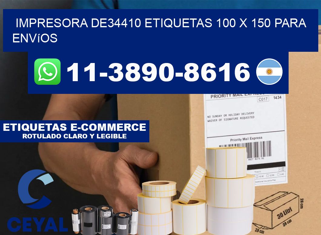 impresora de34410 etiquetas 100 x 150 para envíos