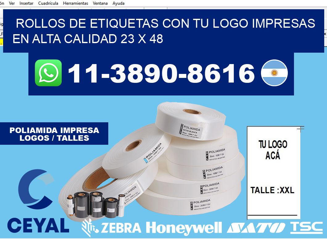 rollos de etiquetas con tu logo impresas en alta calidad 23 x 48