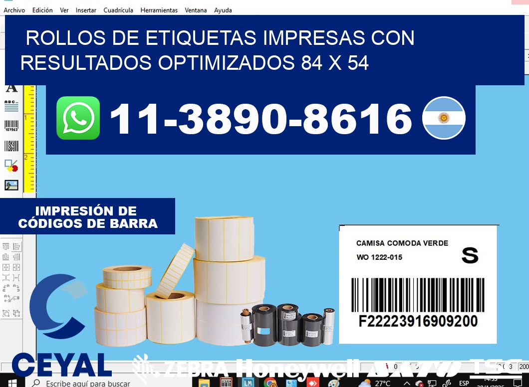 rollos de etiquetas impresas con resultados optimizados 84 x 54