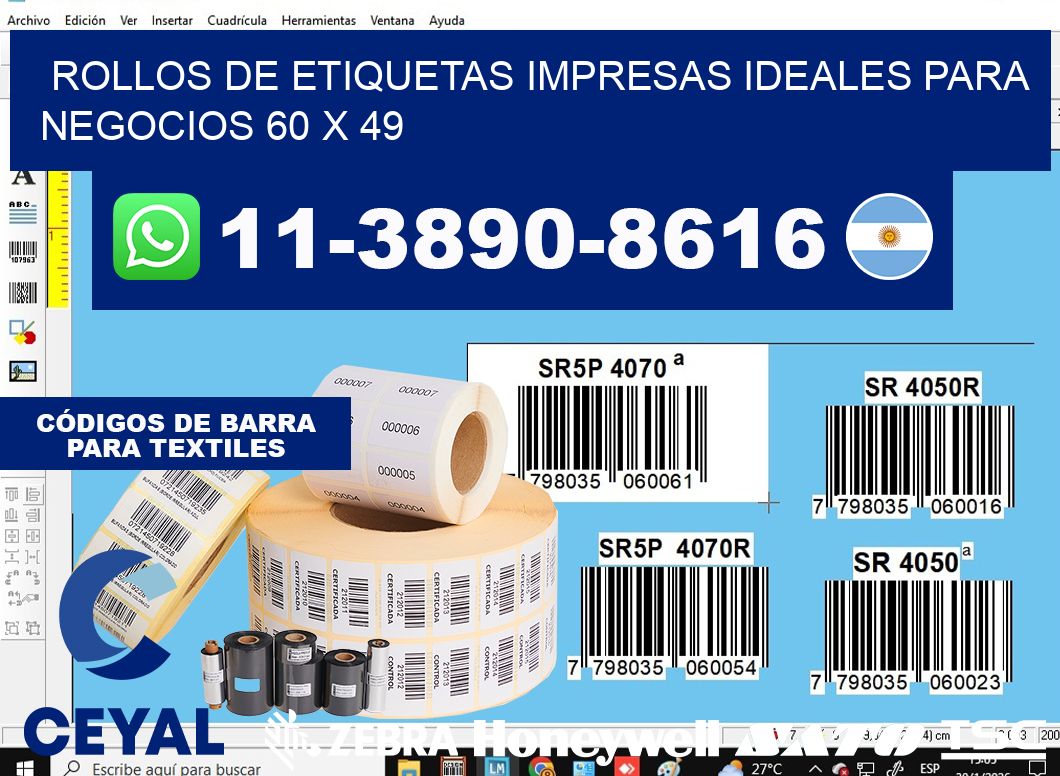 rollos de etiquetas impresas ideales para negocios 60 x 49