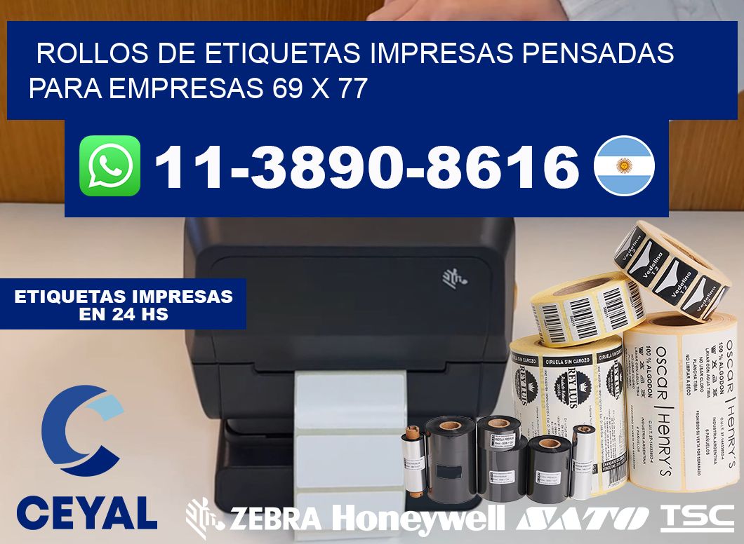 rollos de etiquetas impresas pensadas para empresas 69 x 77