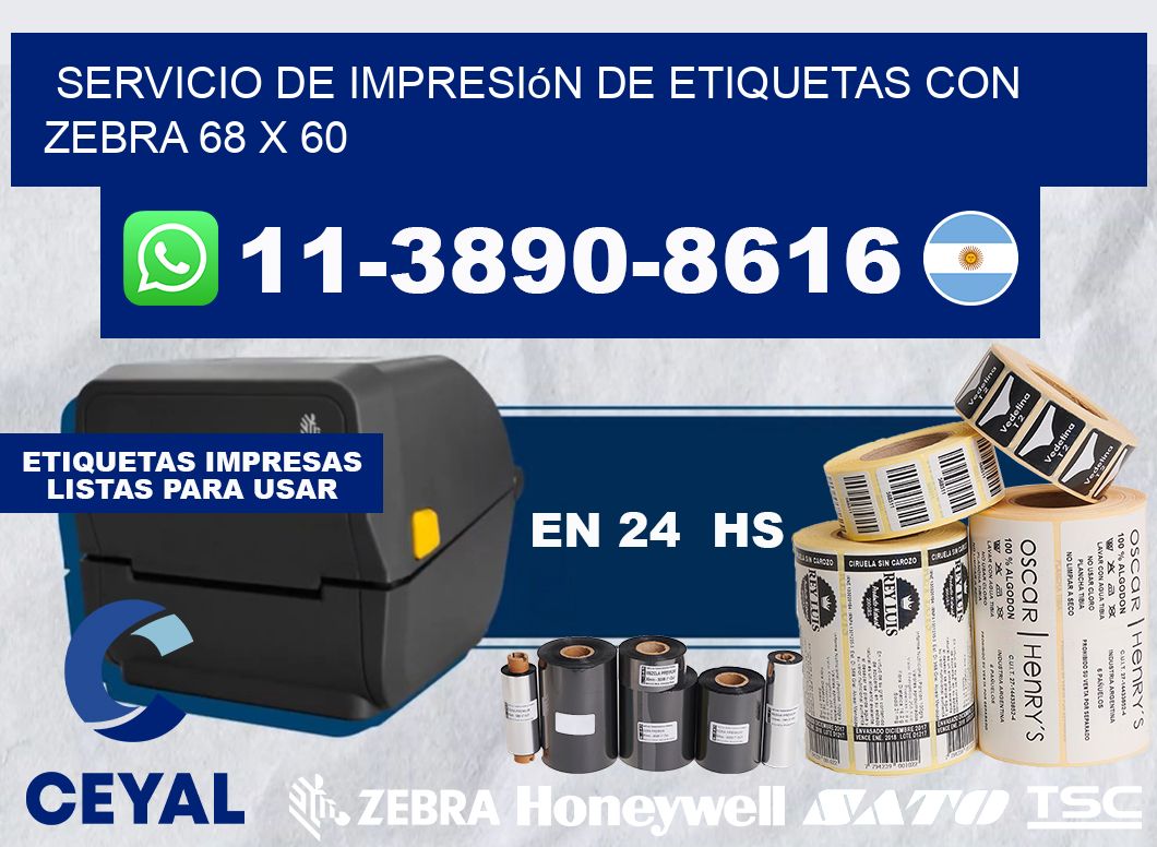 servicio de impresión de etiquetas con Zebra 68 x 60
