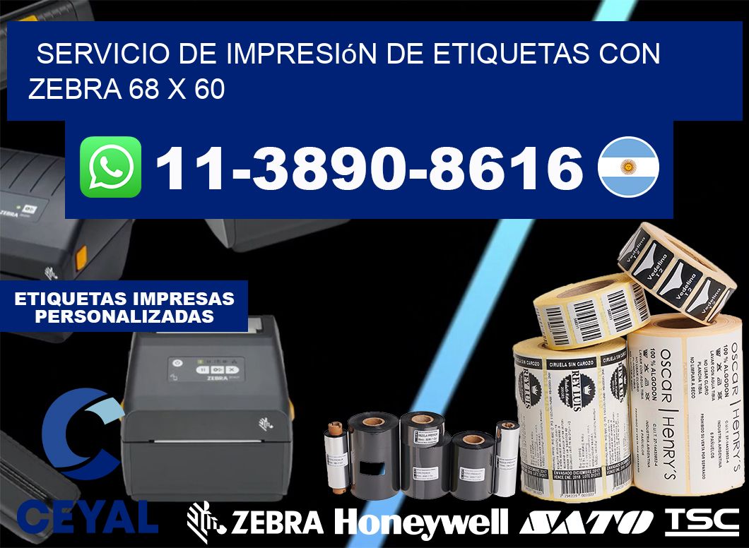 servicio de impresión de etiquetas con Zebra 68 x 60
